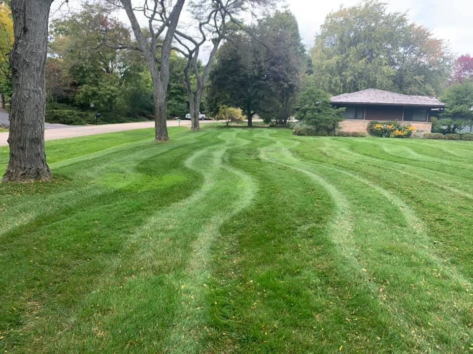 stripes laid Fox Point mowed lawn