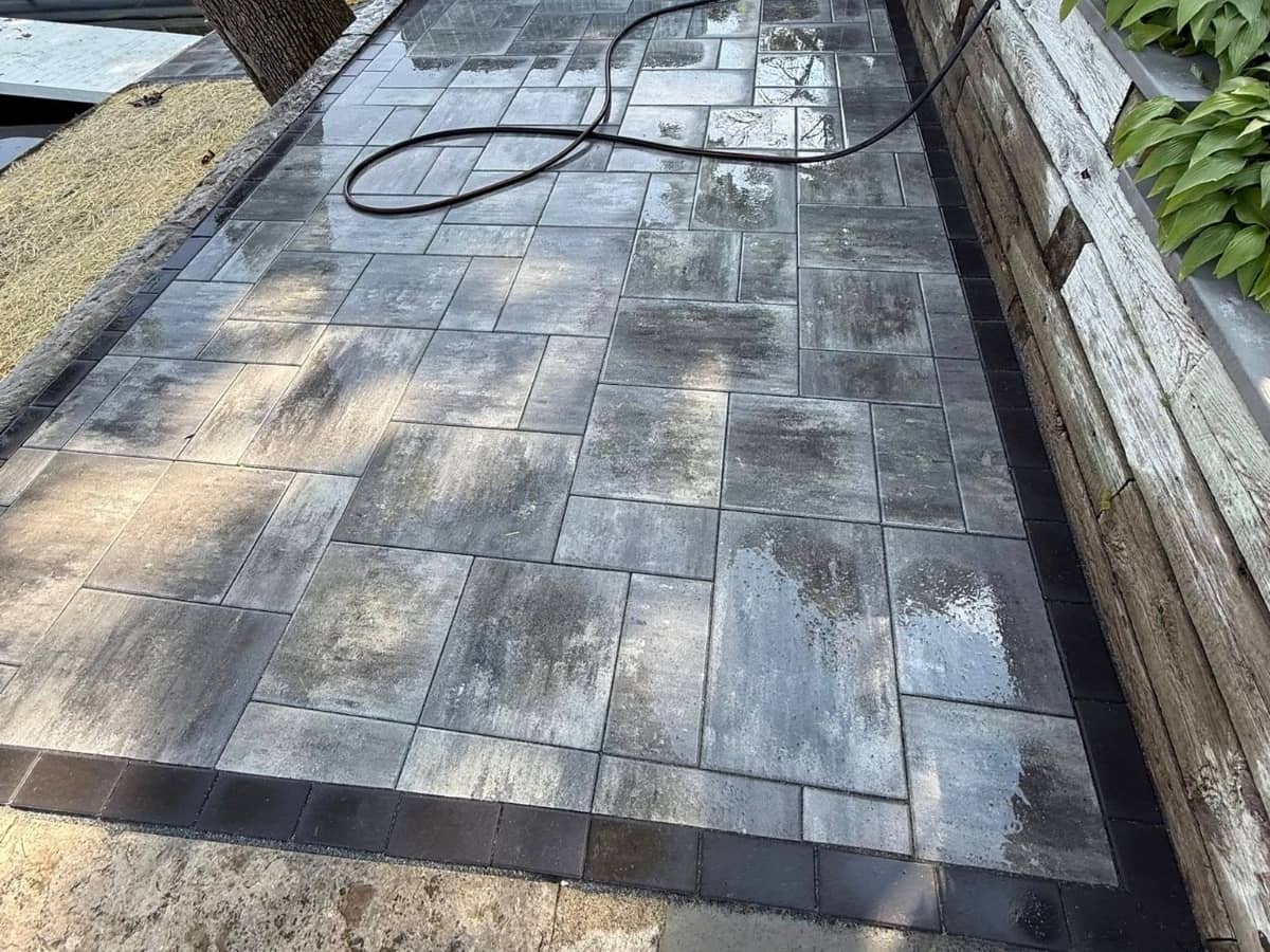 New unilock paver patio and walkway